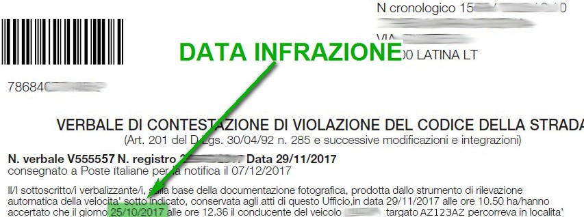 Immagine che descrive come recuperare la data